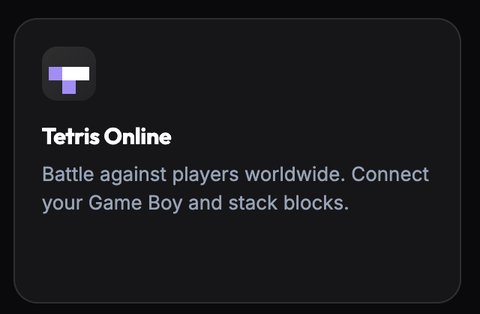 Tetris Online card on the GB-Link game launcher